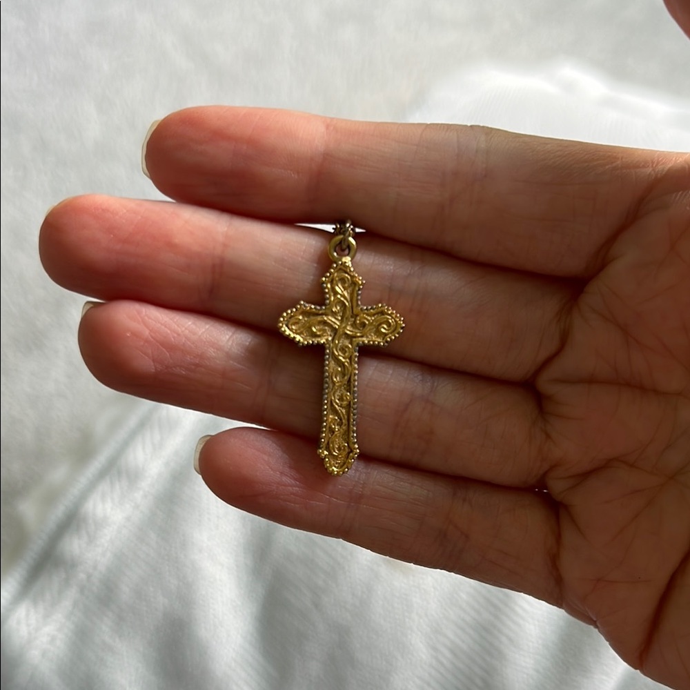 The Vatican Library Elegant Gold Cross Pendant